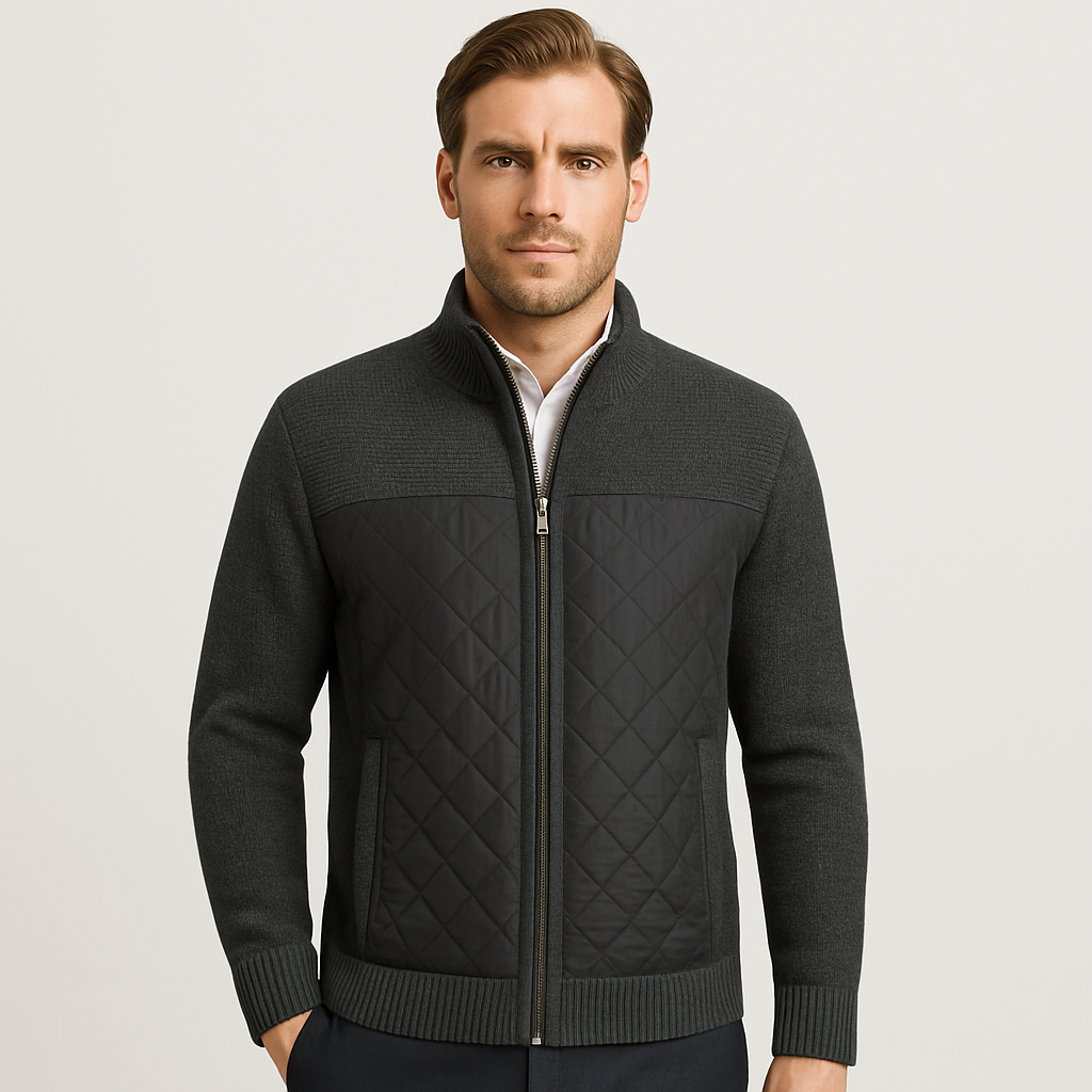Aurel Quilted Men's Jacket – Knitted Cardigan Look