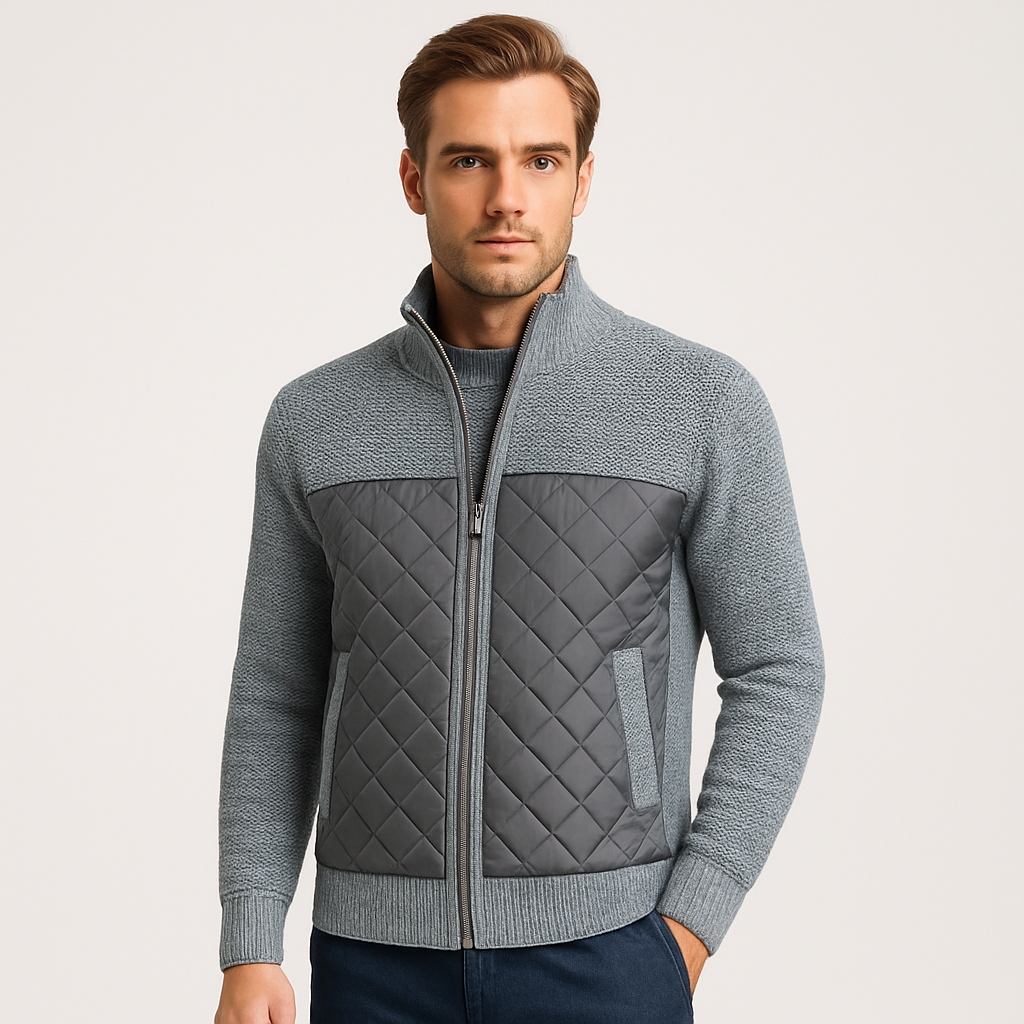 Aurel Quilted Men's Jacket – Knitted Cardigan Look