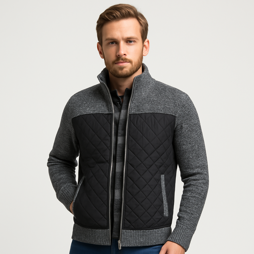 Aurel Quilted Men's Jacket – Knitted Cardigan Look