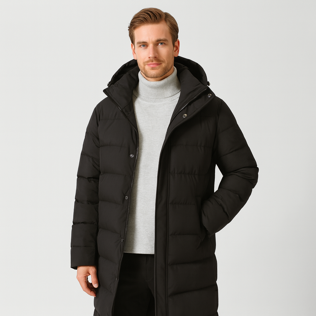 Antonios Long Men's Puffer Parka – Waterproof and Windproof Jacket