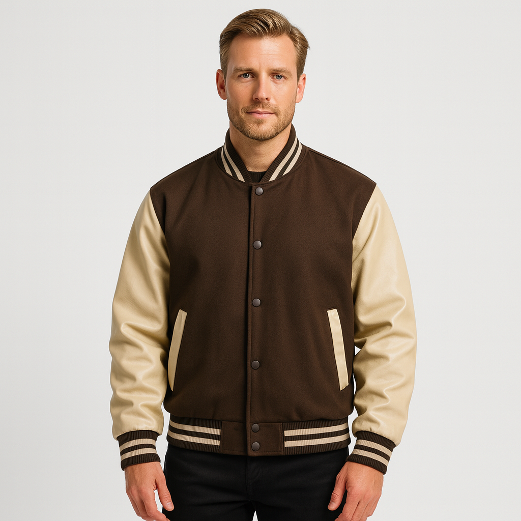 Alfredsson College Jacket with Leather Sleeves – Trendy Men's Jacket