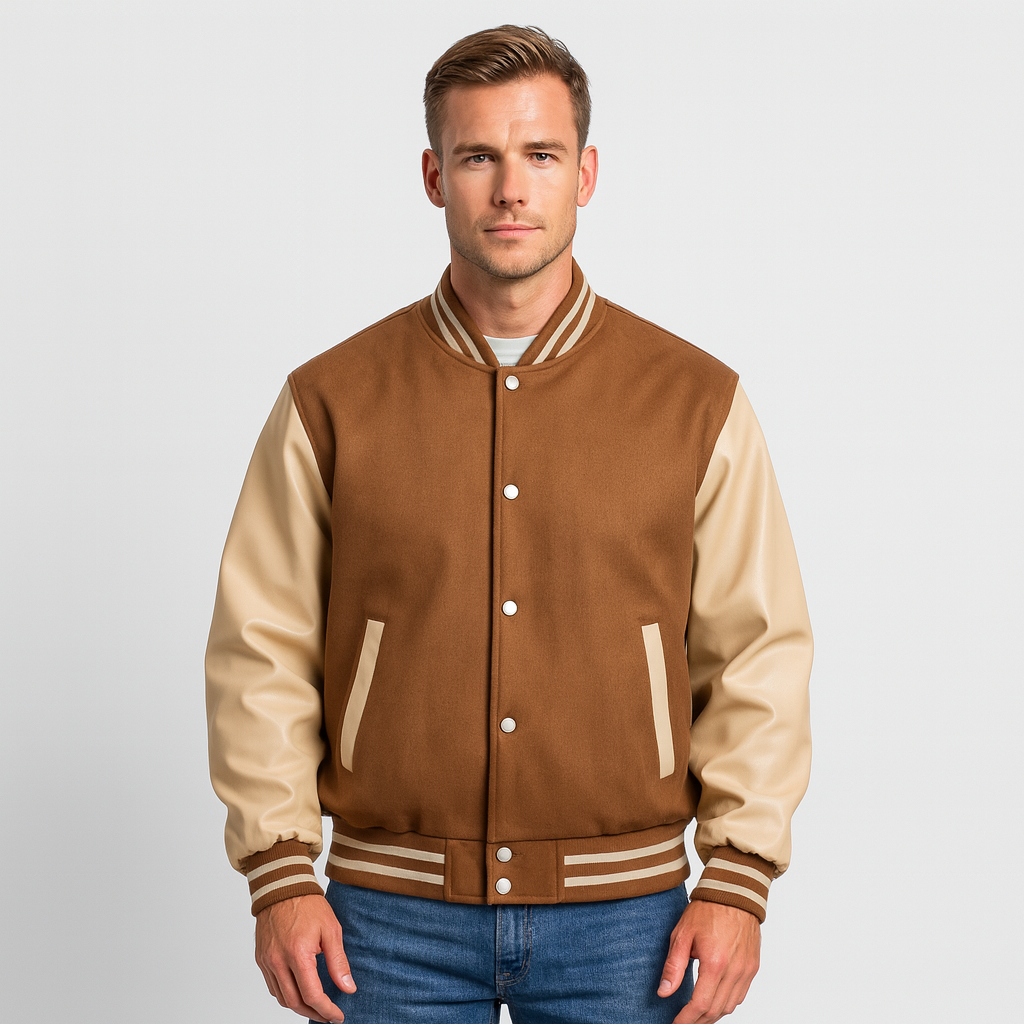 Alfredsson College Jacket with Leather Sleeves – Trendy Men's Jacket