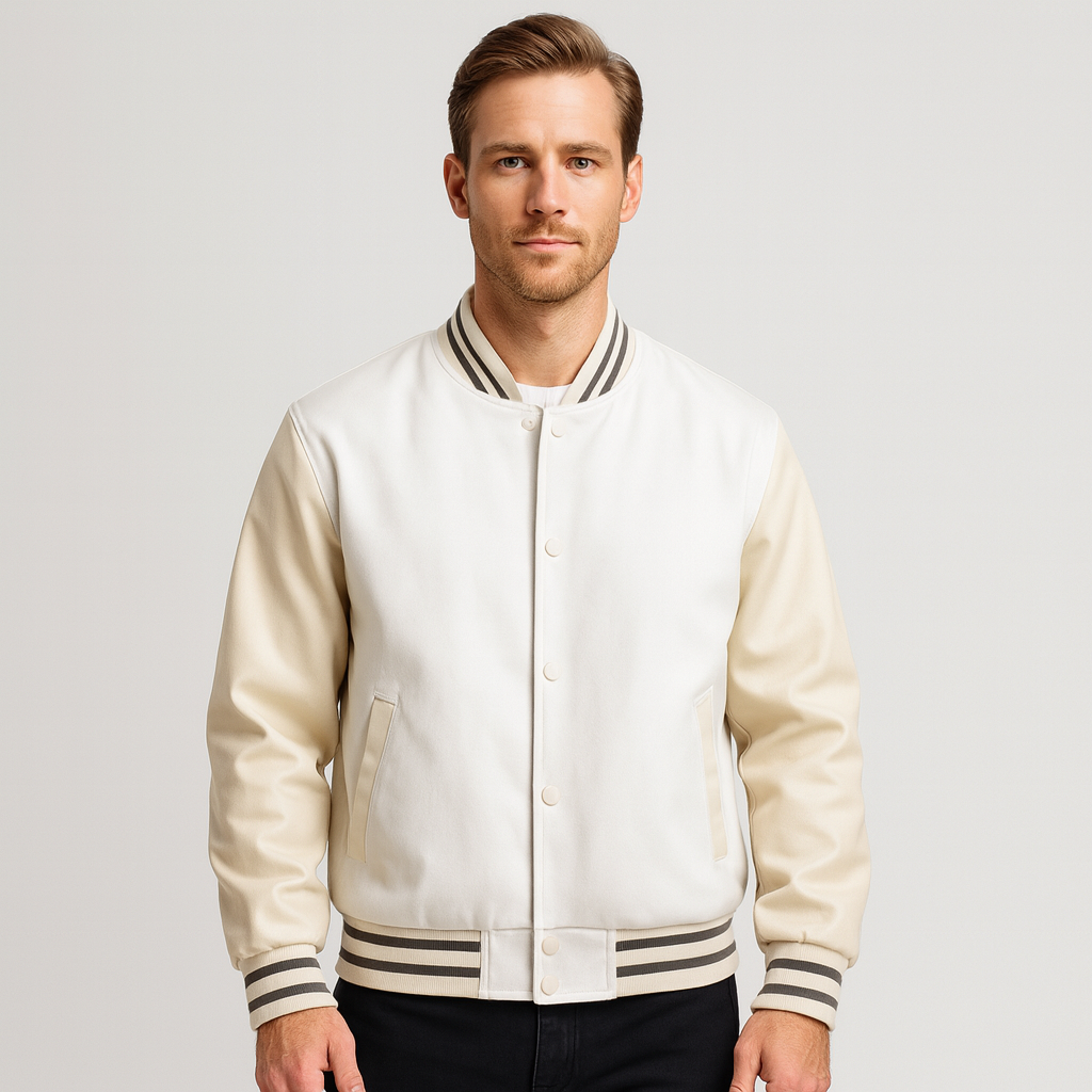 Alfredsson College Jacket with Leather Sleeves – Trendy Men's Jacket
