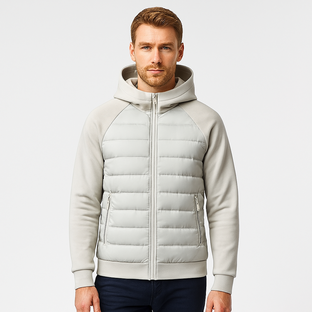 Fredrik | Men's Lightweight Down Jacket – Softshell Puffer with Hood