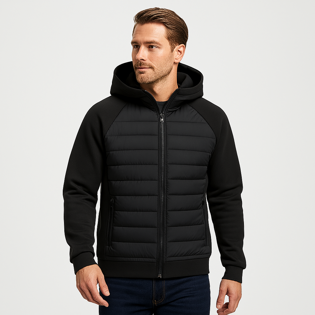 Fredrik | Men's Lightweight Down Jacket – Softshell Puffer with Hood