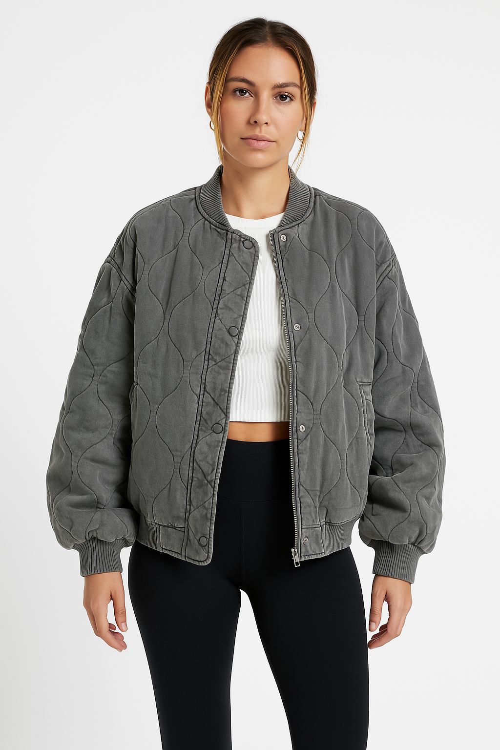 Dam bomber jacket oversize – quilted design & ribbed edge for relaxed style