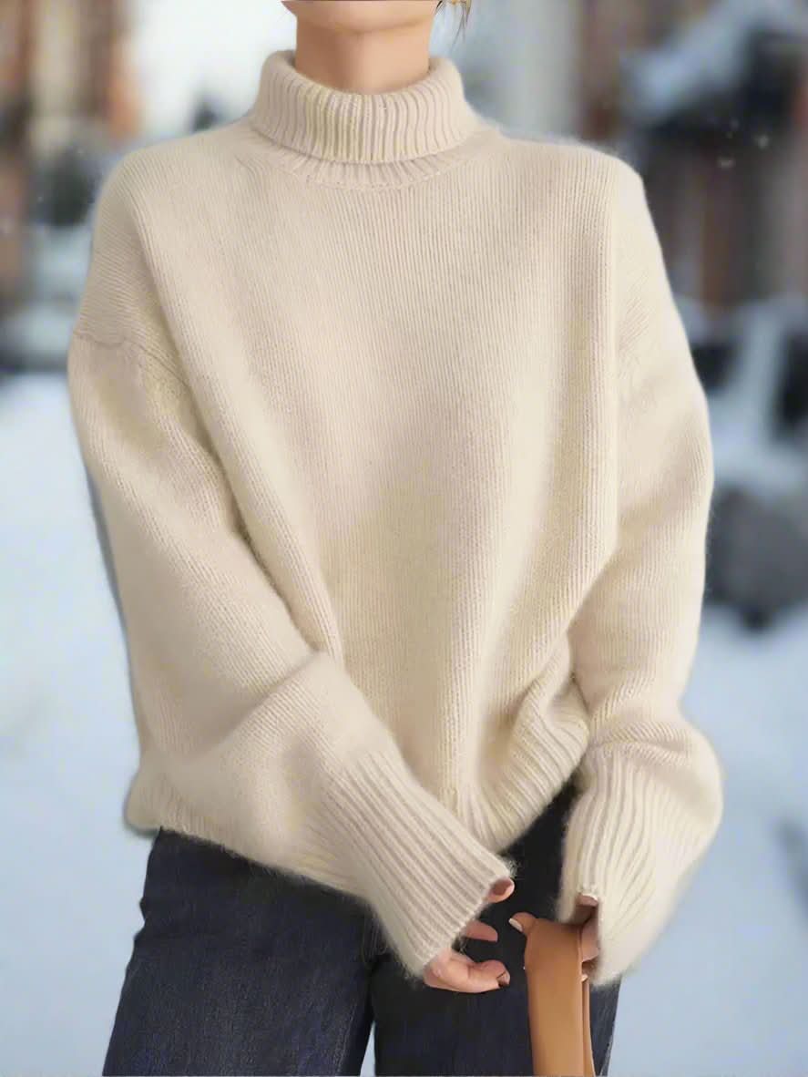 Ebba – Knitted thick turtleneck sweater for women in wool blend