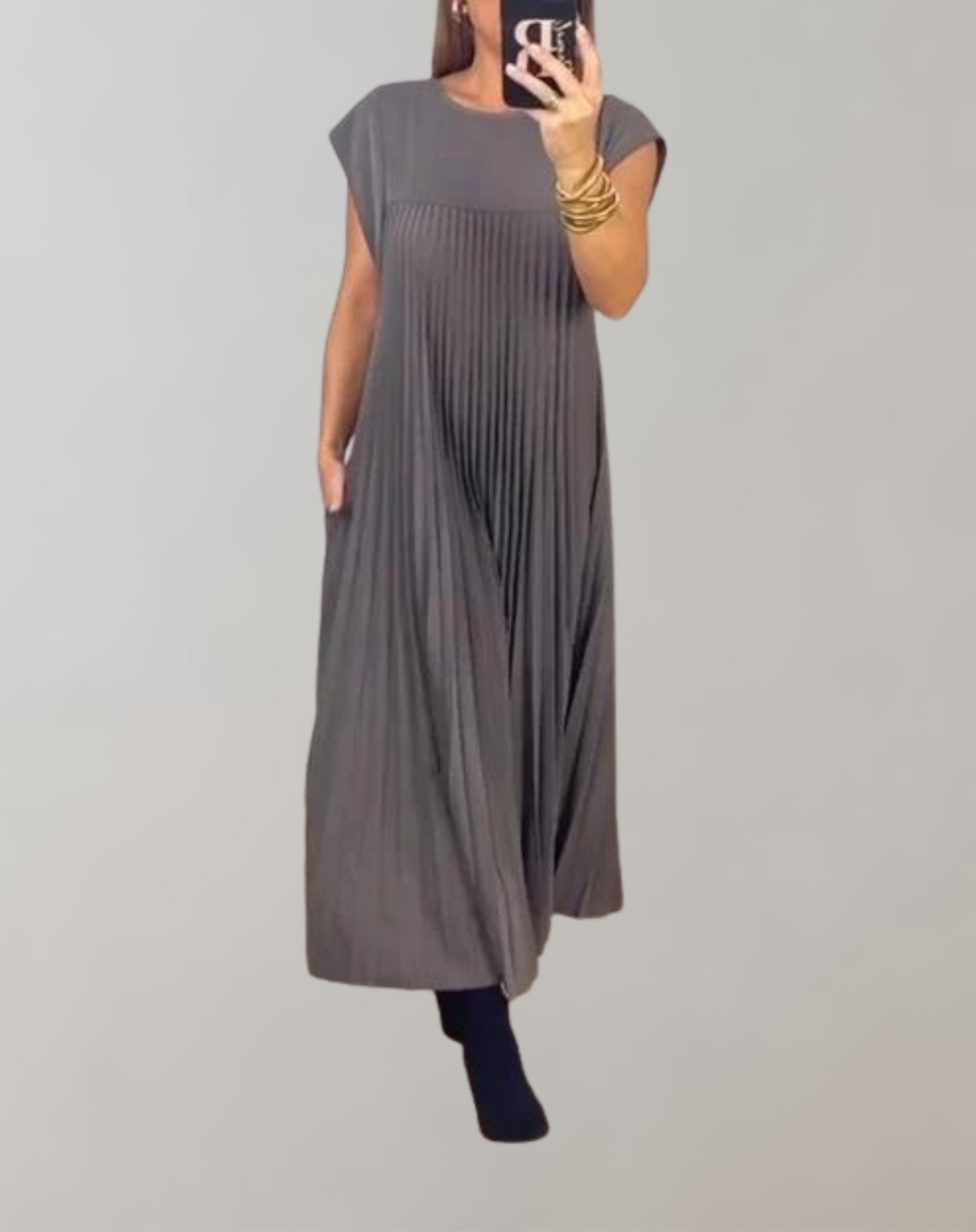 Solena | Plisseret Maxikjole i 100% Polyester