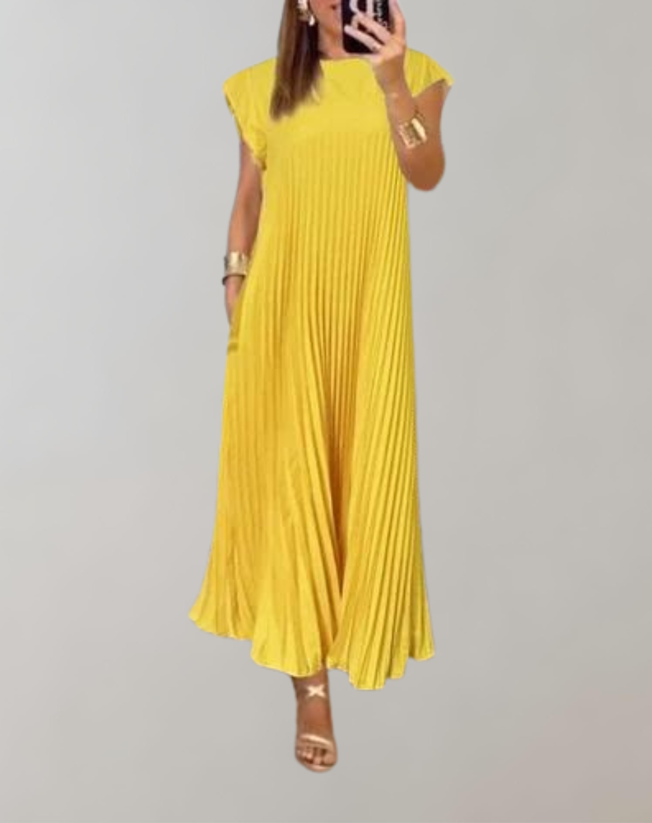 Solena | Plisseret Maxikjole i 100% Polyester