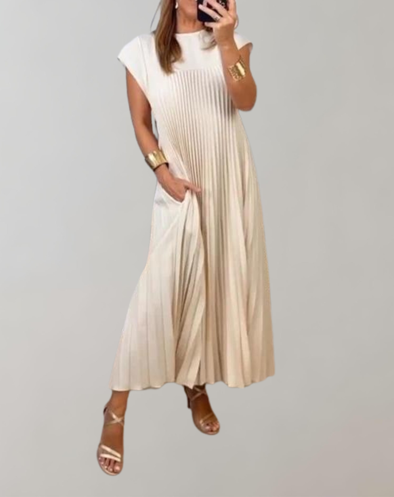 Solena | Plisseret Maxikjole i 100% Polyester