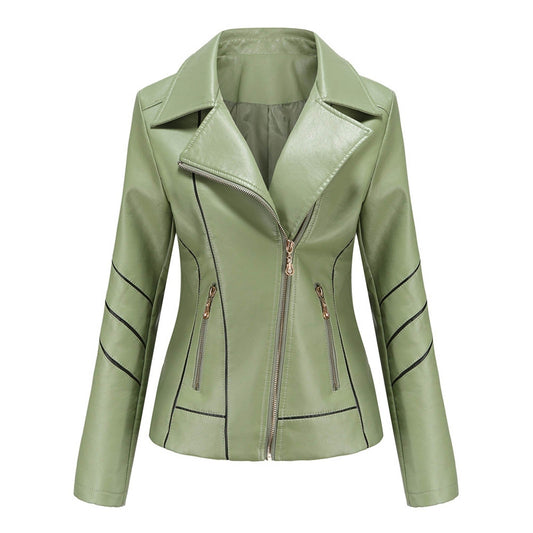 Florivelle – Dam Short Blazer in Organic Leather with Elegant Turn-down Collar