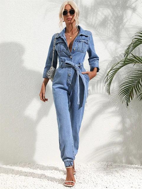 Ravina | Utility Jumpsuit med Långa Ärmar & Knappar