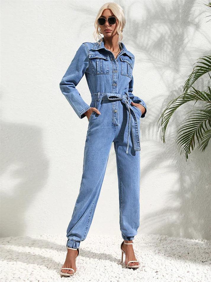 Ravina | Utility Jumpsuit med Långa Ärmar & Knappar