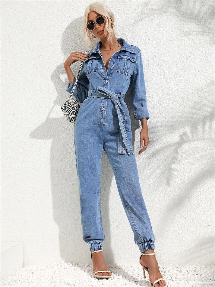 Ravina | Utility Jumpsuit med Långa Ärmar & Knappar