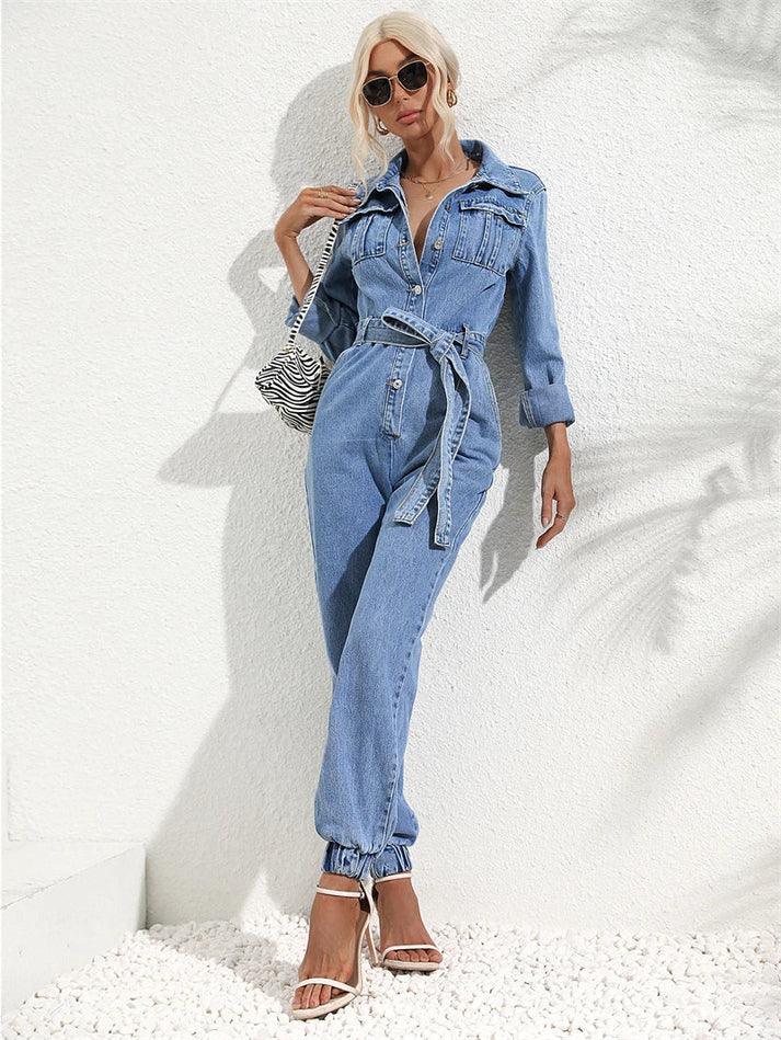 Ravina | Utility Jumpsuit med Långa Ärmar & Knappar
