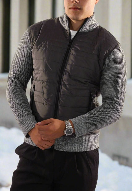 Stig – Casual Slim Fit Jacket with Quilted Front and Ribbed Collar