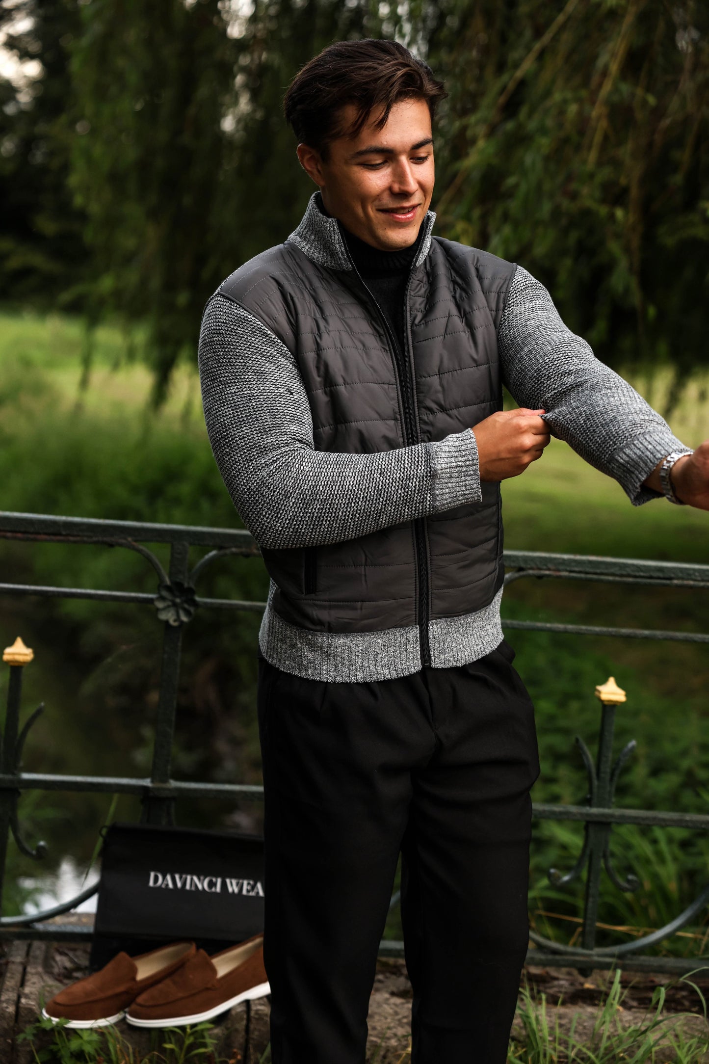 Stig – Casual Slim Fit Jacket with Quilted Front and Ribbed Collar