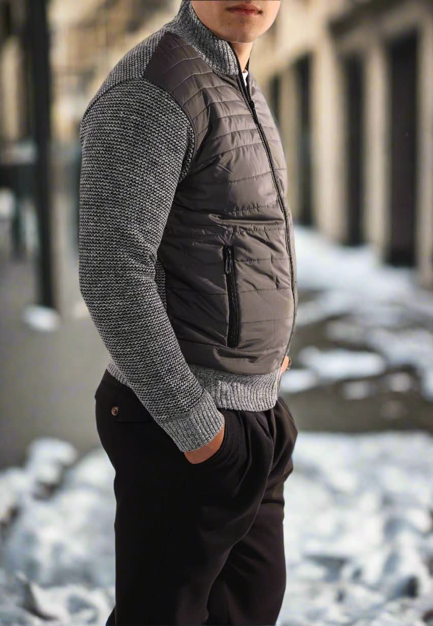 Stig – Casual Slim Fit Jacket with Quilted Front and Ribbed Collar