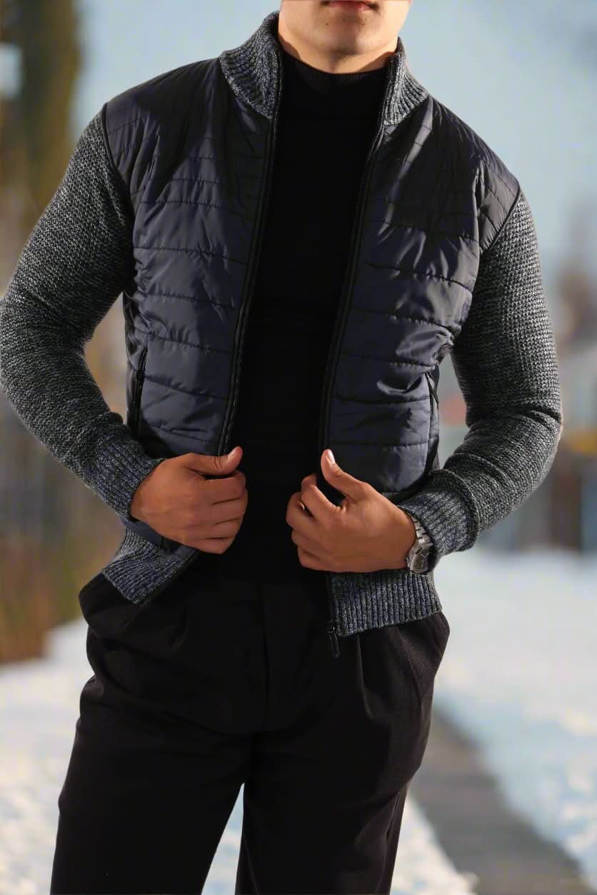 Stig – Casual Slim Fit Jacket with Quilted Front and Ribbed Collar