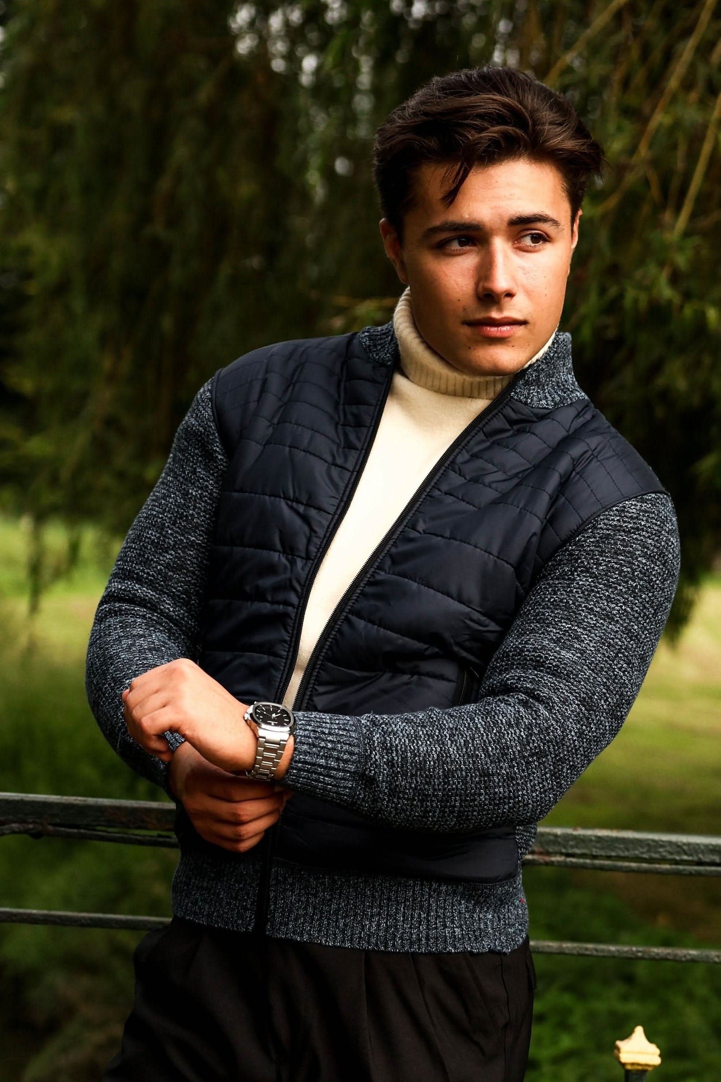 Stig – Casual Slim Fit Jacket with Quilted Front and Ribbed Collar