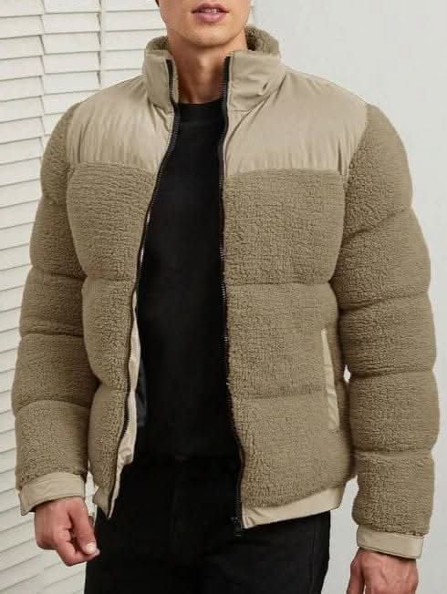 Winter Jacket for Men – Padded Quilted Style with Teddy Fleece Details