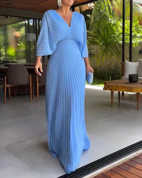 VIOLA™ | Ribbed Dress with V-neckline in Light Polyester