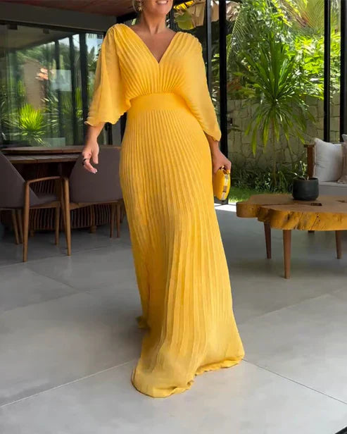 VIOLA™ | Ribbed Dress with V-neckline in Light Polyester