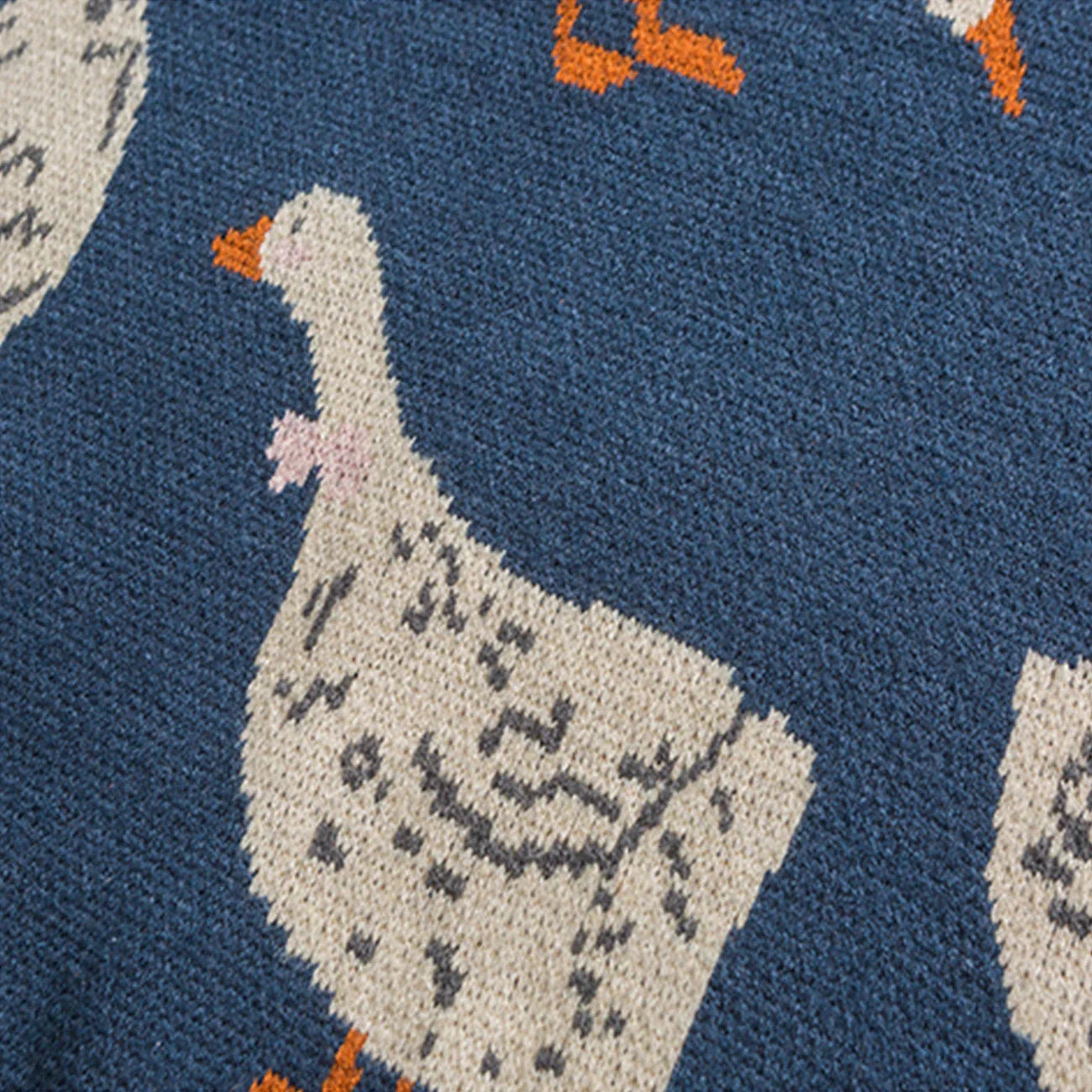 Querina Duck Mønstret Sweater – Dame Strik Sweater med Rund Hals