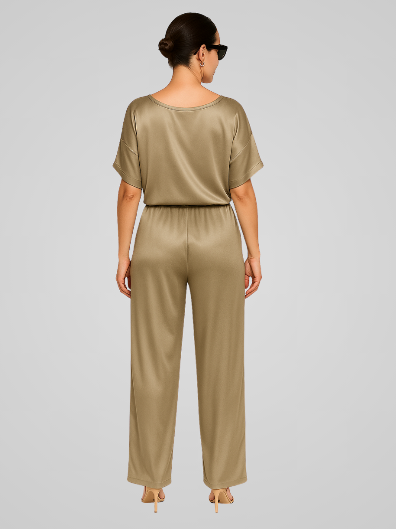 Élodie | Elegant Satin Set with Loose Top and Wide Pants for Women