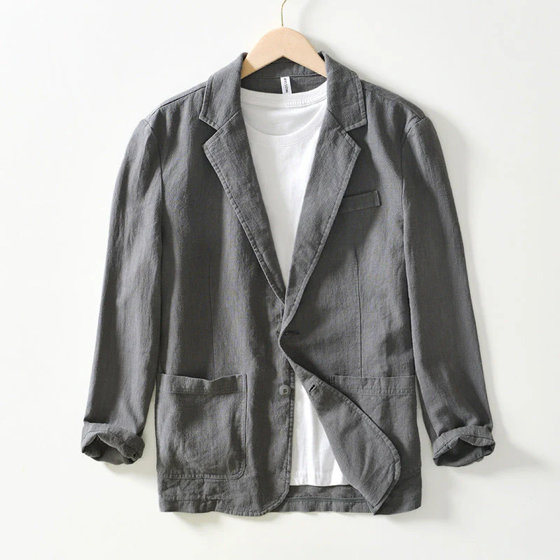 Men's blazer | Relaxed fit – Cotton linen – Single-breasted with notched collar