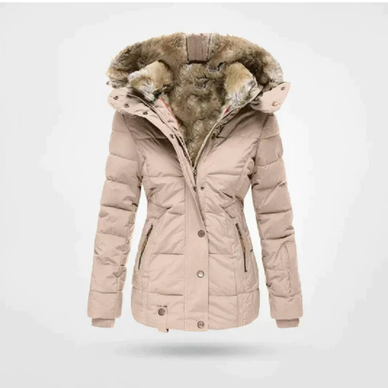Aurelia™ | Stilren Figursydd Damjacka med Huva & Fuskpäls