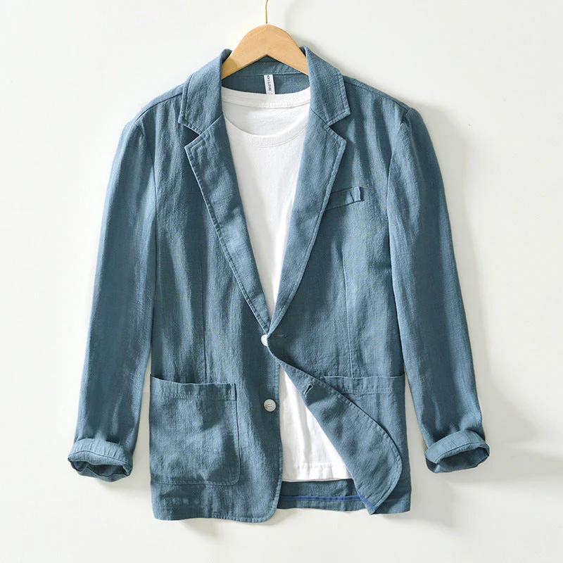 Men's blazer | Relaxed fit – Cotton linen – Single-breasted with notched collar