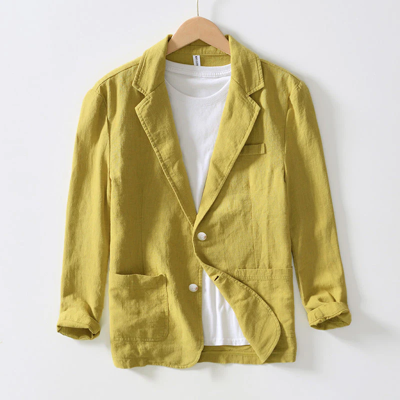 Men's blazer | Relaxed fit – Cotton linen – Single-breasted with notched collar