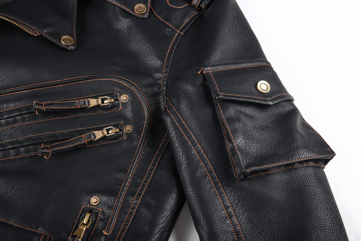 Men's Biker Jacket in Genuine Leather – Asymmetric Zipper and Belt
