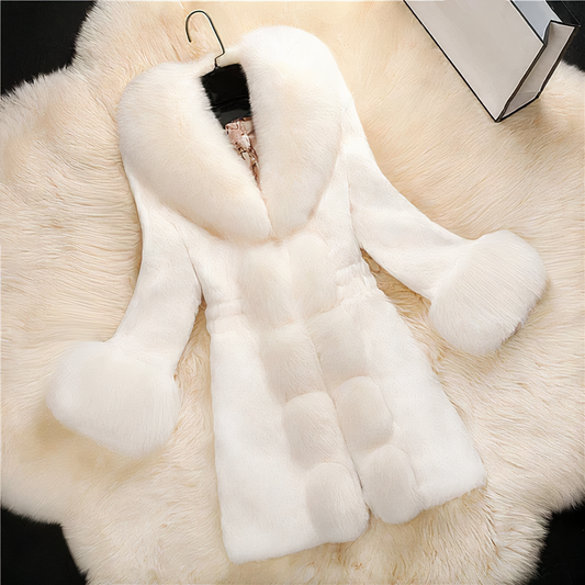 Aurélia – Dam Medium-length Coat in Synthetic Fur with Elegant Design