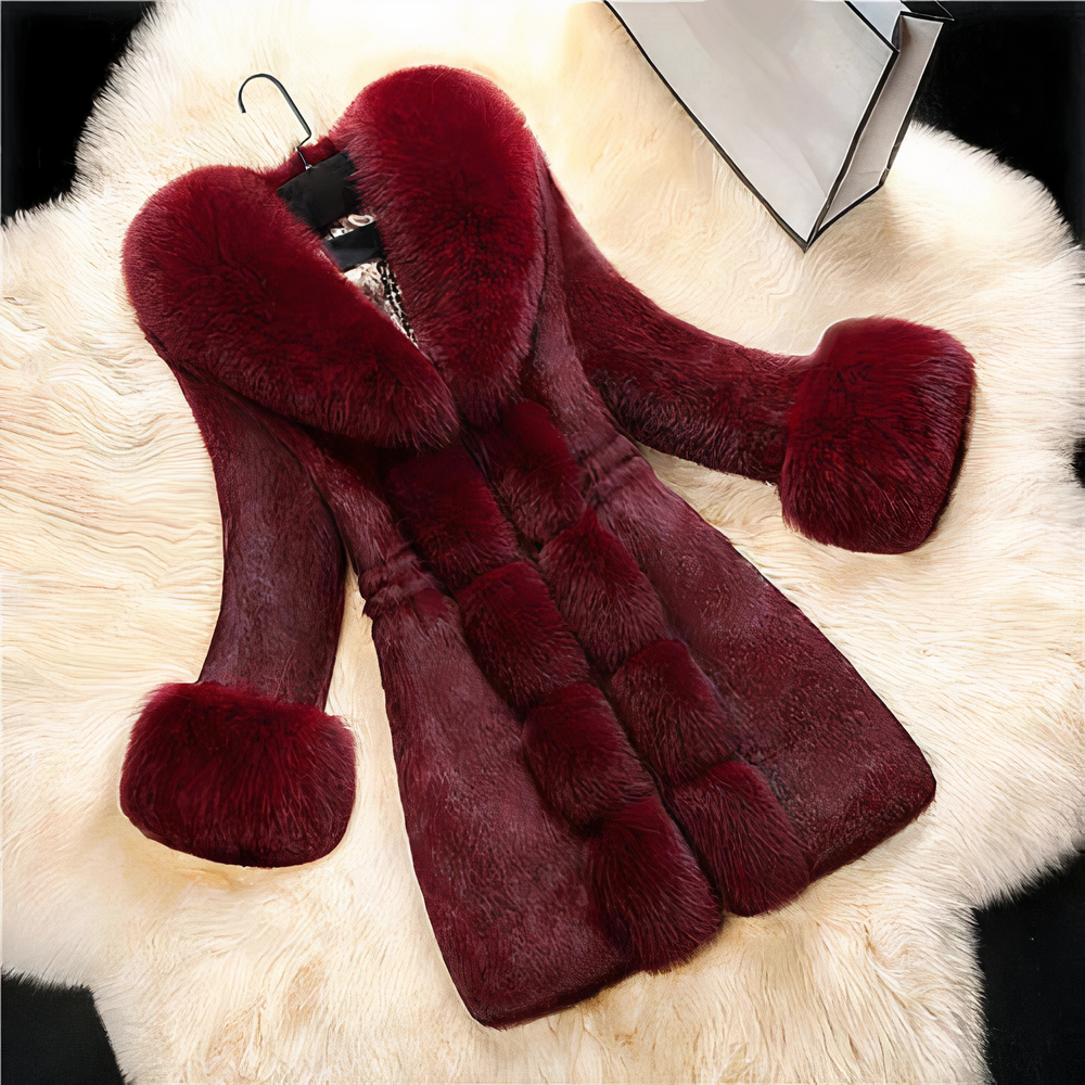 Aurélia – Dam Medium-length Coat in Synthetic Fur with Elegant Design