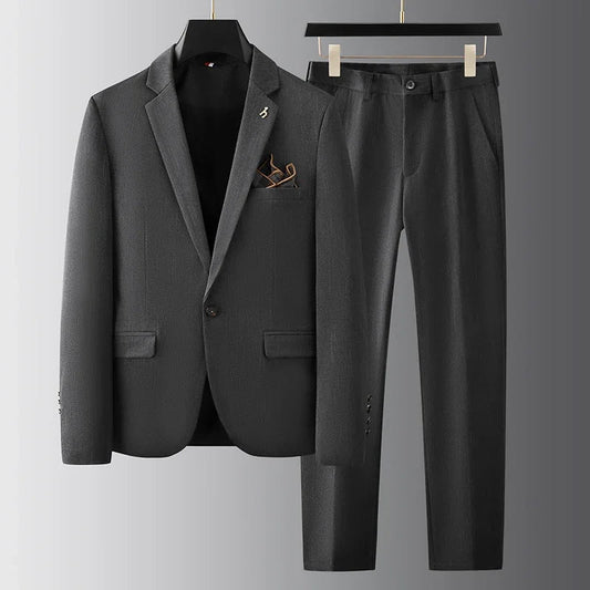 Levano | Herrkostym i Slim Fit med Ullblandning & Ficknäsduk