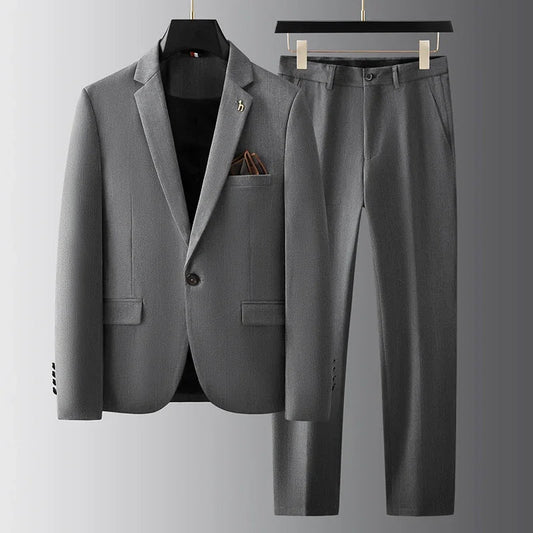 Levano | Herrkostym i Slim Fit med Ullblandning & Ficknäsduk