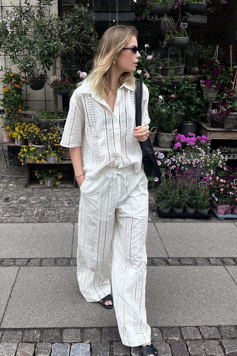 Valencia | Classic Lace Pants in White Cotton