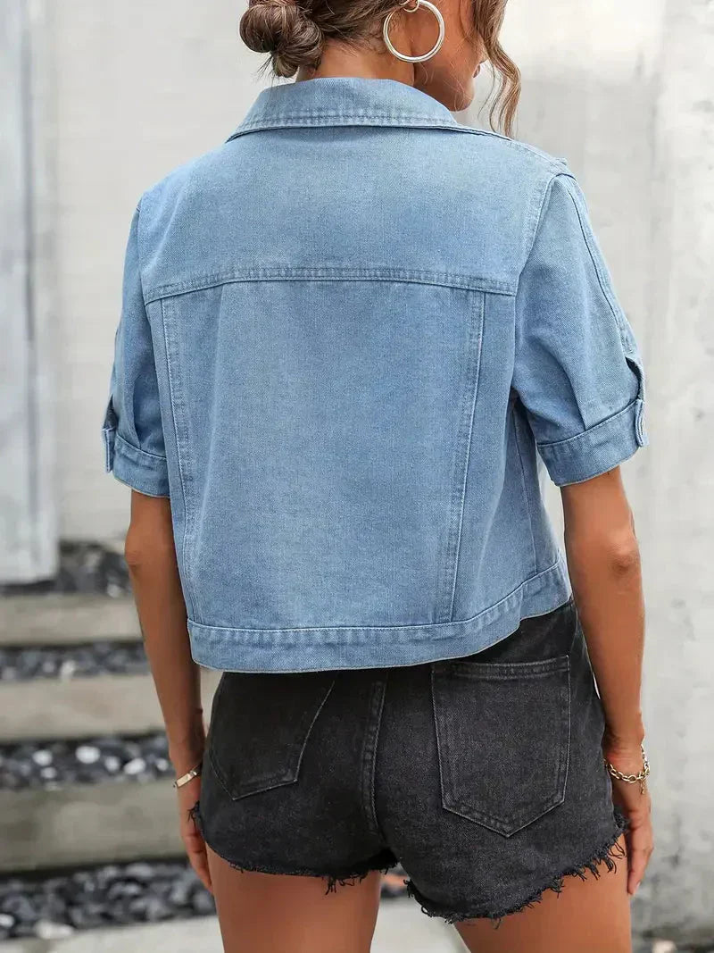 LINA™ | Short-sleeved Denim Jacket in 100% Cotton for Women
