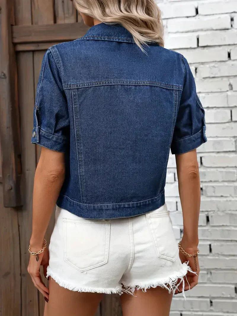 LINA™ | Short-sleeved Denim Jacket in 100% Cotton for Women