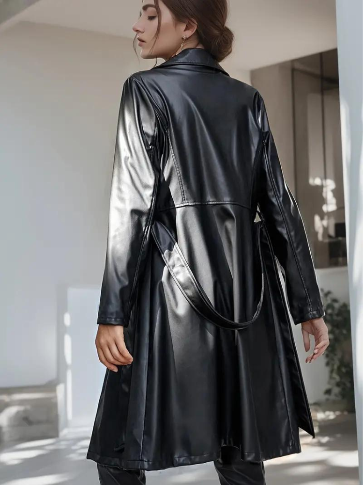 Laurel leather jacket | Trendy long leather jacket for women