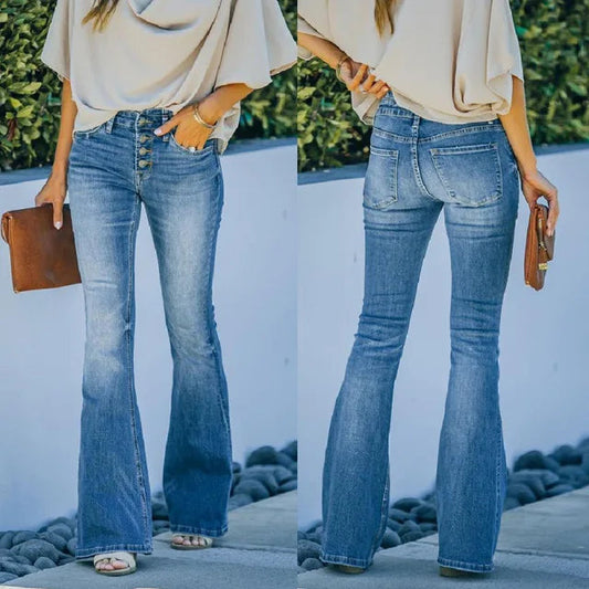 MIRA | Flared Jeans in Classic Blue Tone