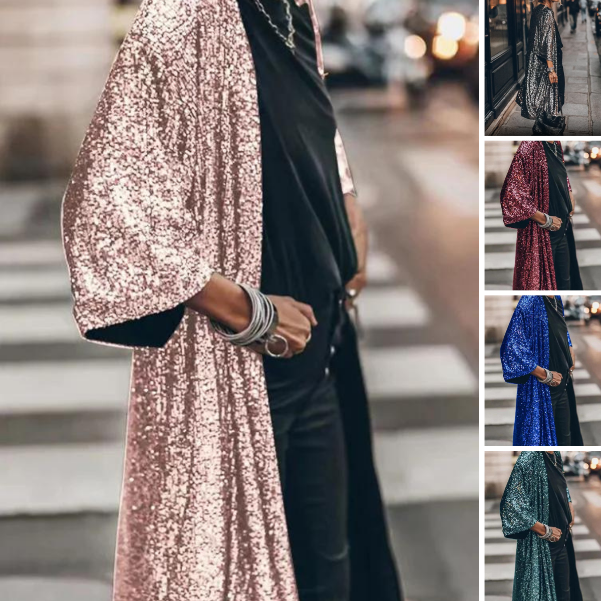 Lorah | Glittery Sequin Cardigan in Elegant Long Model