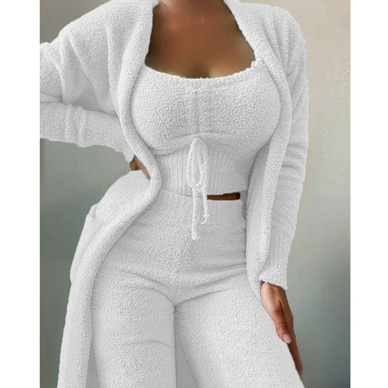 Elina™ | 3-delt Fluffy Lounge- & Pyjamassæt i Fleece
