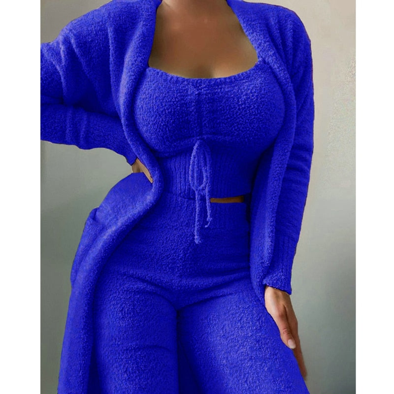 Elina™ | 3-delt Fluffy Lounge- & Pyjamassæt i Fleece