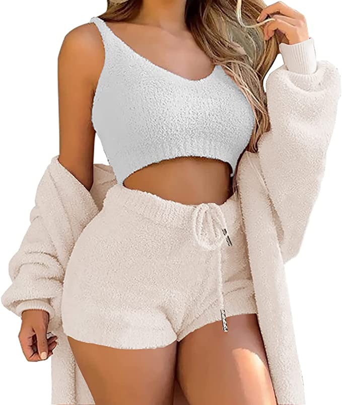 Elina™ | 3-delt Fluffy Lounge- & Pyjamassæt i Fleece