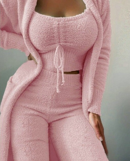 Elina™ | 3-delt Fluffy Lounge- & Pyjamassæt i Fleece