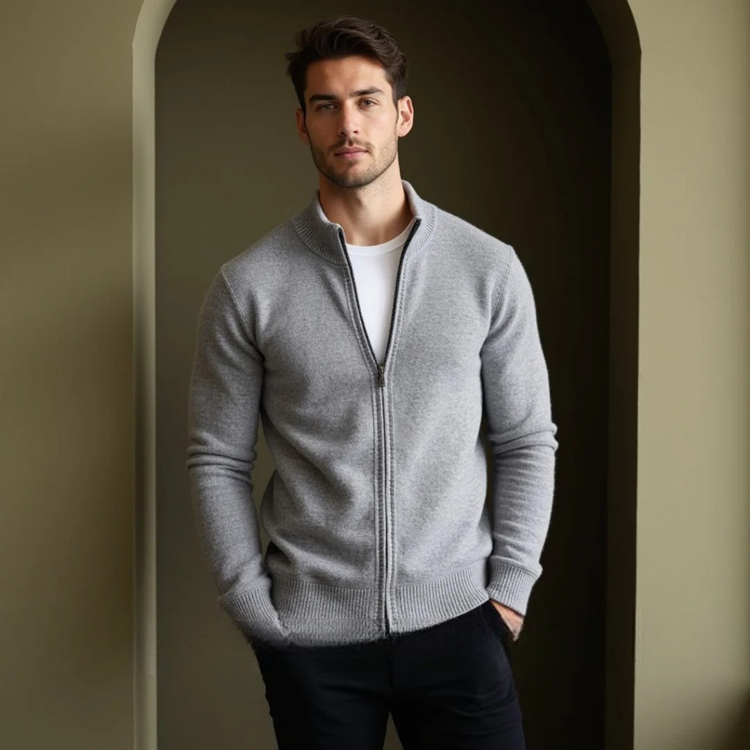 NOEL | Zip-cardigan i ægte merinould til herrer
