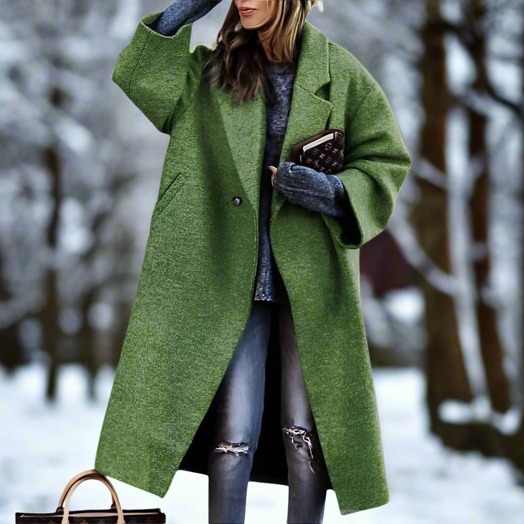 ASTRID™ | Lang Ternet Uldfrakke i Oversized Pasform